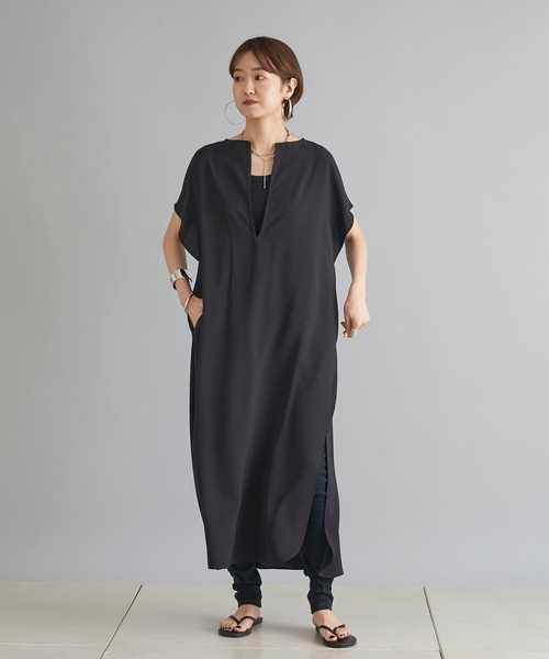 DouDou(ドゥドゥ)の「【WEB限定】カフタンフレンチワンピース(ワンピース・レディース・ブラック/アイボリー・FREE)」の4枚目の写真