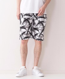 【BLUE STANDARD】ボーダー フォト リーフ 総柄ショーツ