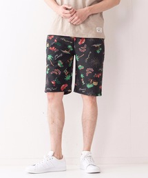 【BLUE STANDARD】ボーダー フォト リーフ 総柄ショーツ