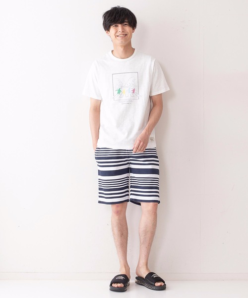Blue Standard （ブルースタンダード）の「【BLUE STANDARD】ボーダー　フォト　リーフ　総柄ショーツ（その他パンツ・メンズ・ホワイト/インディゴブルー/レッド/ネイビー/ブルー/グリーン/チャコールグレー/スミクロ・LARGE/X-LARGE/MEDIUM）」の9枚目の写真