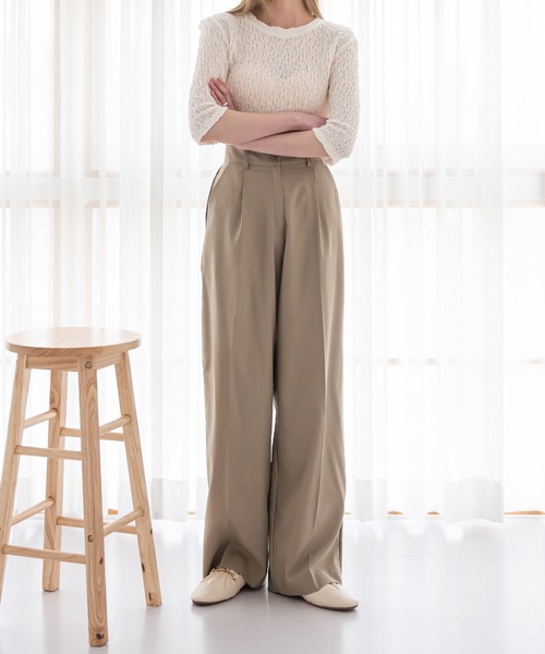 UNE MANSION（ユヌマンション）の「[UNEORIGINAL]サイドラインテーピングポイントスラックス（スラックス・レディース・ブラック/ベージュ/グレー/ブルー・SMALL/MEDIUM）」の11枚目の写真