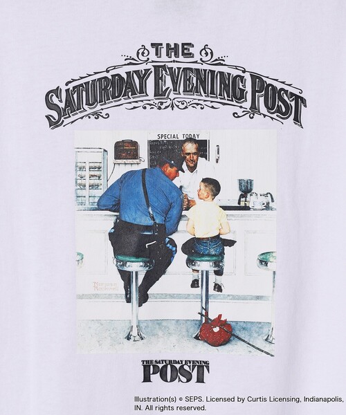FREAK'S STORE（フリークスストア）の「WEB限定 THE SATURDAY EVENING POST/サタデーイブニングポスト 別注 バックプリントTシャツ/POLICE（Tシャツ/カットソー・メンズ・ブラック/サックスブルー/ホワイト/ベージュ・SMALL/MEDIUM/X-LARGE/LARGE）」の18枚目の写真
