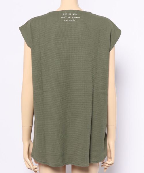 Samansa Mos2（サマンサ モスモス）の「後ろロゴ入りワッフルタンクトップ（タンクトップ・レディース・キナリ/カーキ/モカ・ﾌﾘ-）」の6枚目の写真