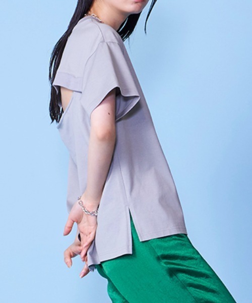 lautreamont BLEUBLANC（ロートレアモンブルーブラン）の「バックオープンTシャツ（Tシャツ/カットソー・レディース・チャコールグレー/グレー/オレンジ・9号）」の3枚目の写真