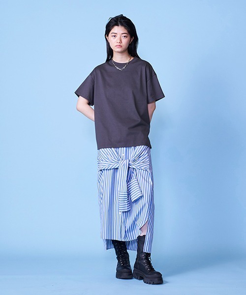 lautreamont BLEUBLANC（ロートレアモンブルーブラン）の「バックオープンTシャツ（Tシャツ/カットソー・レディース・チャコールグレー/グレー/オレンジ・9号）」の6枚目の写真