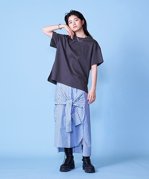 lautreamont BLEUBLANC（ロートレアモンブルーブラン）の「バックオープンTシャツ（Tシャツ/カットソー・レディース・チャコールグレー/グレー/オレンジ・9号）」の17枚目の写真