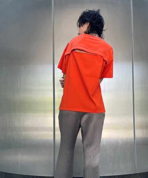 lautreamont BLEUBLANC（ロートレアモンブルーブラン）の「バックオープンTシャツ（Tシャツ/カットソー・レディース・チャコールグレー/グレー/オレンジ・9号）」の19枚目の写真