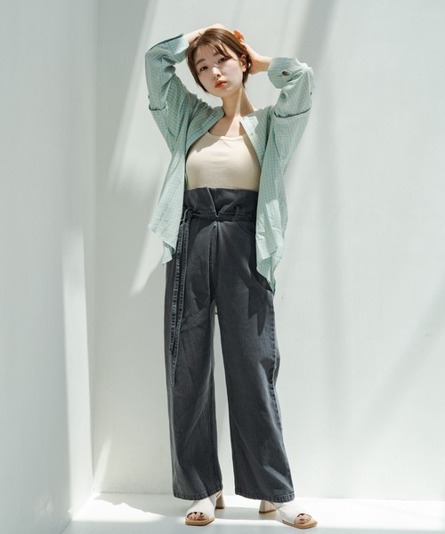 Kastane(カスタネ)の「ボタンアレンジ2wayチェックシャツ(シャツ/ブラウス・レディース・ピンク/スカイブルー・FREE)」の9枚目の写真