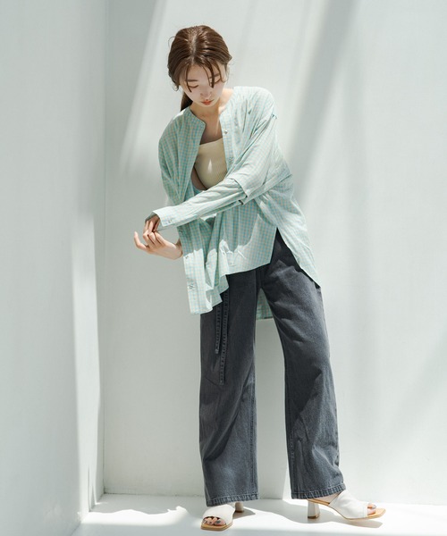 Kastane(カスタネ)の「ボタンアレンジ2wayチェックシャツ(シャツ/ブラウス・レディース・ピンク/スカイブルー・FREE)」の10枚目の写真