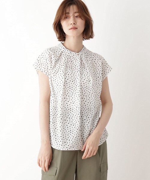 DRESKIP(ドレスキップ)の「◆【追加生産】プリントアシメネックブラウス(シャツ/ブラウス・レディース・ホワイト系3/ネイビー系/ホワイト系5/ライトイエロー系1・02/03/01)」の5枚目の写真