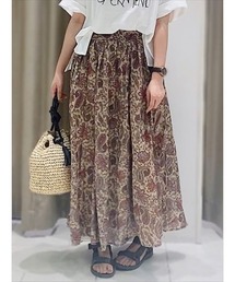 ペイズリー柄プリントフレアスカート