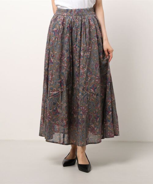 Lugnoncure（ルノンキュール）の「ペイズリー柄プリントフレアスカート（スカート・レディース・グレー/ベージュ/グリーン・ﾌﾘ-）」の6枚目の写真