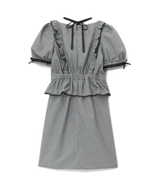 Honey Cinnamon(ハニーシナモン)の「スクエアネックフリルワンピース(ワンピース・レディース・ホワイト×ブラック/ピンク/ブラック・FREE)」の7枚目の写真