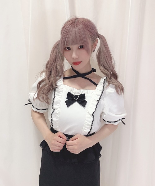 Honey Cinnamon(ハニーシナモン)の「スクエアネックフリルワンピース(ワンピース・レディース・ホワイト×ブラック/ピンク/ブラック・FREE)」の17枚目の写真