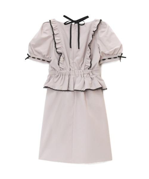 Honey Cinnamon(ハニーシナモン)の「スクエアネックフリルワンピース(ワンピース・レディース・ホワイト×ブラック/ピンク/ブラック・FREE)」の5枚目の写真