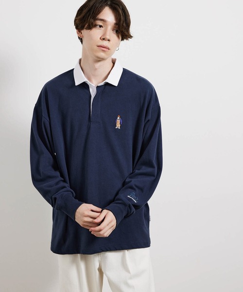 JUNRED(ジュンレッド)の「BEN DAVISエンブロイダリーラガーロングTシャツ(Tシャツ/カットソー・メンズ・パープル/ネイビー/グリーン・M/L/LL)」の1枚目の写真