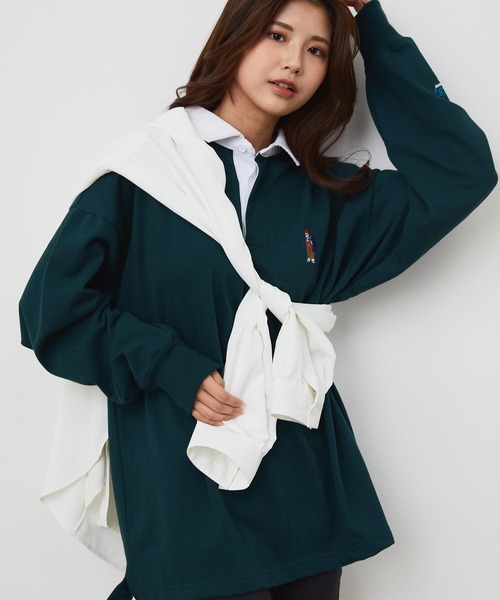 JUNRED(ジュンレッド)の「BEN DAVISエンブロイダリーラガーロングTシャツ(Tシャツ/カットソー・メンズ・パープル/ネイビー/グリーン・M/L/LL)」の2枚目の写真