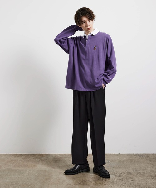 JUNRED(ジュンレッド)の「BEN DAVISエンブロイダリーラガーロングTシャツ(Tシャツ/カットソー・メンズ・パープル/ネイビー/グリーン・M/L/LL)」の12枚目の写真