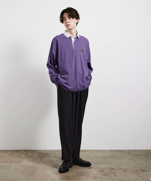 JUNRED(ジュンレッド)の「BEN DAVISエンブロイダリーラガーロングTシャツ(Tシャツ/カットソー・メンズ・パープル/ネイビー/グリーン・M/L/LL)」の16枚目の写真