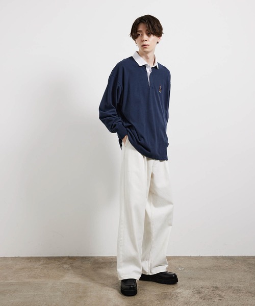 JUNRED(ジュンレッド)の「BEN DAVISエンブロイダリーラガーロングTシャツ(Tシャツ/カットソー・メンズ・パープル/ネイビー/グリーン・M/L/LL)」の11枚目の写真
