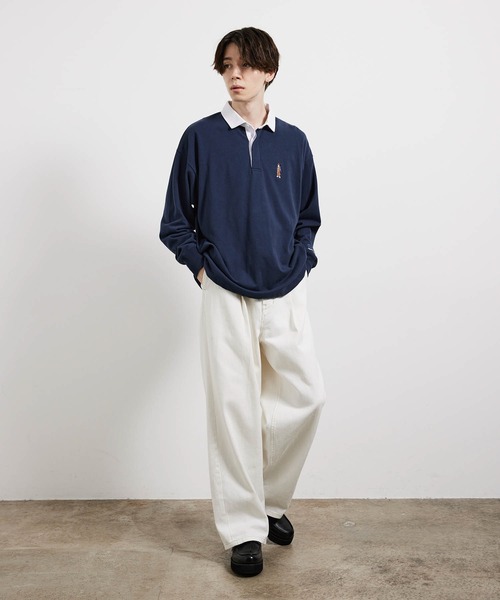 JUNRED(ジュンレッド)の「BEN DAVISエンブロイダリーラガーロングTシャツ(Tシャツ/カットソー・メンズ・パープル/ネイビー/グリーン・M/L/LL)」の15枚目の写真