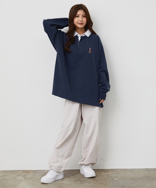 JUNRED(ジュンレッド)の「BEN DAVISエンブロイダリーラガーロングTシャツ(Tシャツ/カットソー・メンズ・パープル/ネイビー/グリーン・M/L/LL)」の9枚目の写真