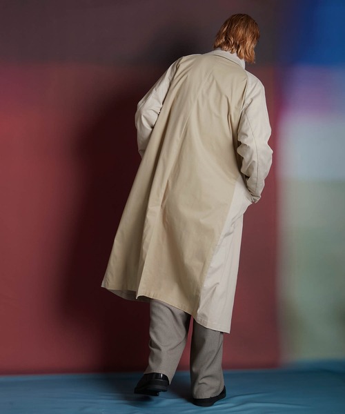 ENDER PRODUCTS（エンダープロダクツ）の「ストレッチツイル 背面切替 オーバーサイズチェスターコート【ENDER PRODUCTS/エンダープロダクツ】（チェスターコート・メンズ・ライトグレー/アイボリー・FREE）」の8枚目の写真