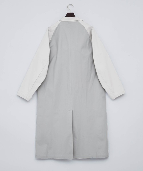 ENDER PRODUCTS（エンダープロダクツ）の「ストレッチツイル 背面切替 オーバーサイズチェスターコート【ENDER PRODUCTS/エンダープロダクツ】（チェスターコート・メンズ・ライトグレー/アイボリー・FREE）」の6枚目の写真