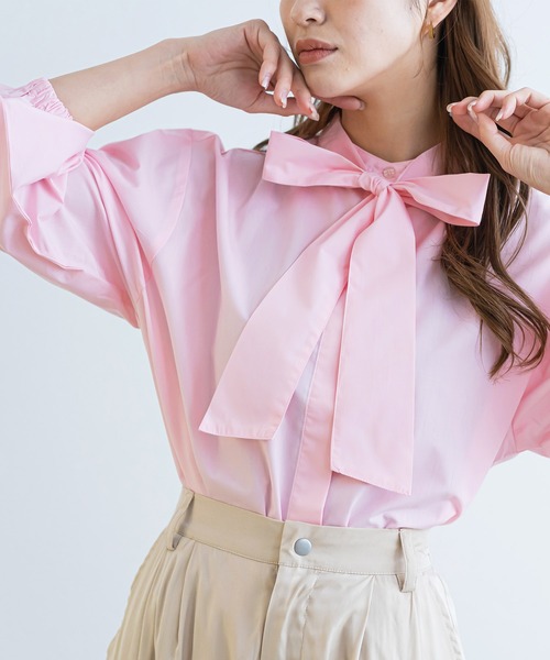 セール】リボンタイバルーンスリーブブラウス（シャツ/ブラウス