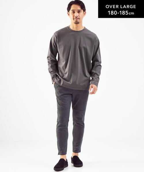 green label relaxing（グリーンレーベルリラクシング）の「クリーン ポンチ クルーネック 長袖 カットソー -抗菌- OVLG（Tシャツ/カットソー・メンズ・ブラック/オフホワイト/ダークグレー/ロイヤルブルー・S/M/L/XL/2XL）」の7枚目の写真