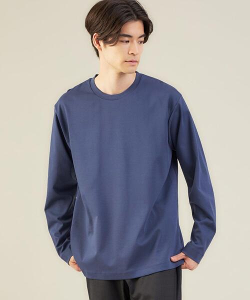 green label relaxing（グリーンレーベルリラクシング）の「クリーン ポンチ クルーネック 長袖 カットソー -抗菌- OVLG（Tシャツ/カットソー・メンズ・ブラック/オフホワイト/ダークグレー/ロイヤルブルー・S/M/L/XL/2XL）」の12枚目の写真