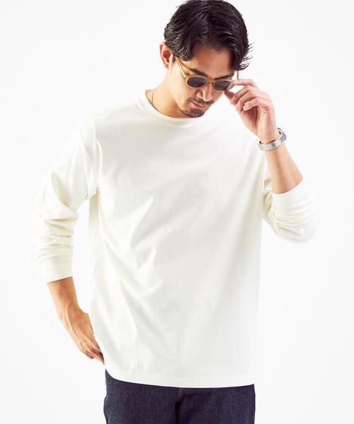 green label relaxing（グリーンレーベルリラクシング）の「クリーン ポンチ クルーネック 長袖 カットソー -抗菌- OVLG（Tシャツ/カットソー・メンズ・ブラック/オフホワイト/ダークグレー/ロイヤルブルー・S/M/L/XL/2XL）」の11枚目の写真