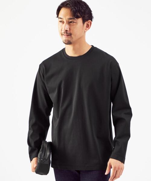 green label relaxing（グリーンレーベルリラクシング）の「クリーン ポンチ クルーネック 長袖 カットソー -抗菌- OVLG（Tシャツ/カットソー・メンズ・ブラック/オフホワイト/ダークグレー/ロイヤルブルー・S/M/L/XL/2XL）」の8枚目の写真