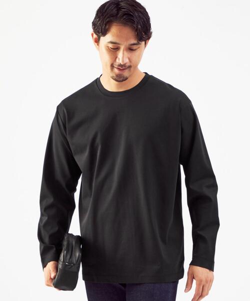 green label relaxing（グリーンレーベルリラクシング）の「クリーン ポンチ クルーネック 長袖 カットソー -抗菌- OVLG（Tシャツ/カットソー・メンズ・ブラック/オフホワイト/ダークグレー/ロイヤルブルー・S/M/L/XL/2XL）」の2枚目の写真