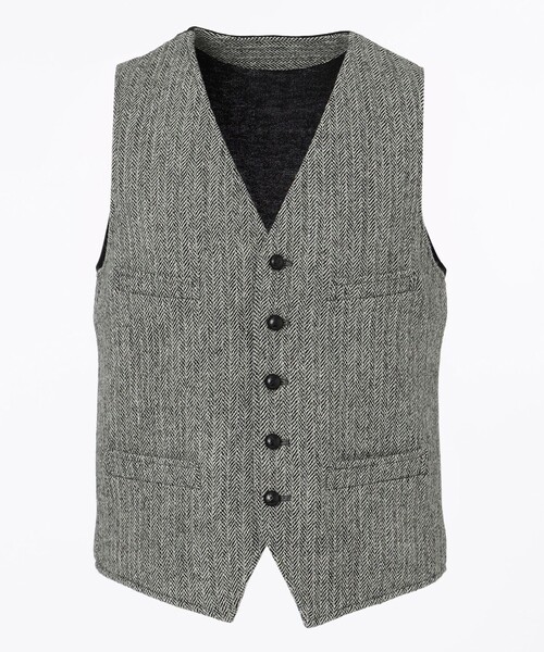 J.PRESS（ジェイプレス）の「LAVEROCK TWEED ヘリンボンツイード サドルベスト（ベスト・メンズ・グレー系1/ベージュ系3/ネイビー系1・MEDIUM/X-LARGE/LARGE）」の2枚目の写真
