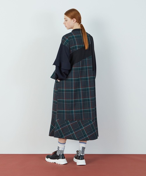 FRAPBOIS（フラボア）の「T/Rチェック ワンピース（ワンピース・レディース・ブラウン/グリーン・0/1）」の21枚目の写真