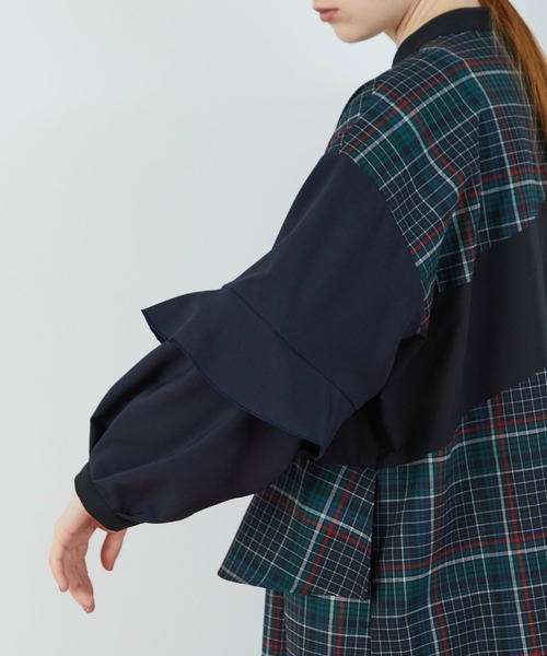 FRAPBOIS（フラボア）の「T/Rチェック ワンピース（ワンピース・レディース・ブラウン/グリーン・0/1）」の15枚目の写真