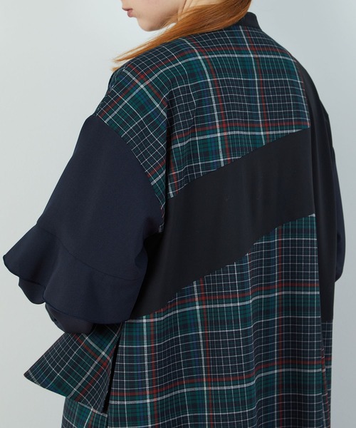 FRAPBOIS（フラボア）の「T/Rチェック ワンピース（ワンピース・レディース・ブラウン/グリーン・0/1）」の3枚目の写真