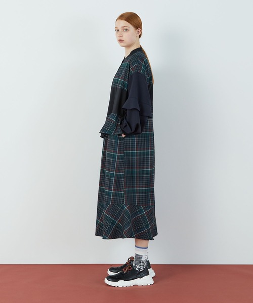 FRAPBOIS（フラボア）の「T/Rチェック ワンピース（ワンピース・レディース・ブラウン/グリーン・0/1）」の6枚目の写真