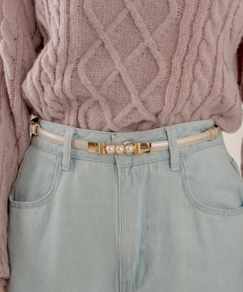 OLIVE des OLIVE（オリーブデオリーブ）の「パールベルト（ベルト・レディース・オフホワイト/ダークベージュ・FREE）」の2枚目の写真