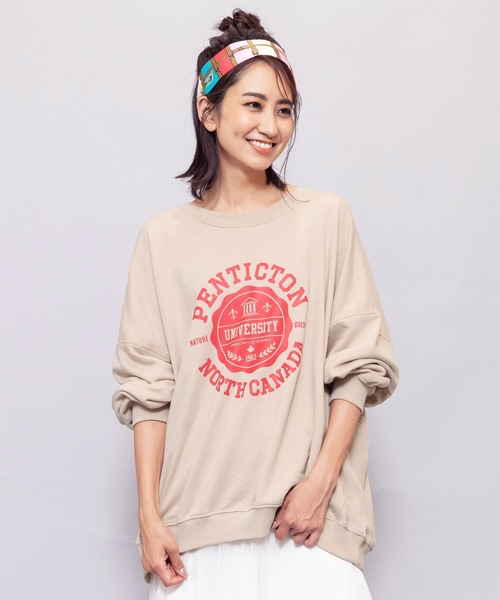 mili an deni（ミリアンデニ）の「カレッジロゴビッグスウェットPO（スウェット・レディース・チャコールグレー/ベージュ/グリーン/モカ・M/L）」の3枚目の写真