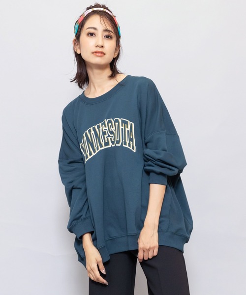 mili an deni（ミリアンデニ）の「カレッジロゴビッグスウェットPO（スウェット・レディース・チャコールグレー/ベージュ/グリーン/モカ・M/L）」の4枚目の写真