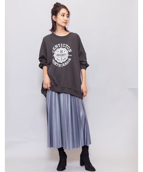mili an deni（ミリアンデニ）の「カレッジロゴビッグスウェットPO（スウェット・レディース・チャコールグレー/ベージュ/グリーン/モカ・M/L）」の22枚目の写真