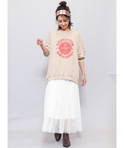 mili an deni（ミリアンデニ）の「カレッジロゴビッグスウェットPO（スウェット・レディース・チャコールグレー/ベージュ/グリーン/モカ・M/L）」の17枚目の写真