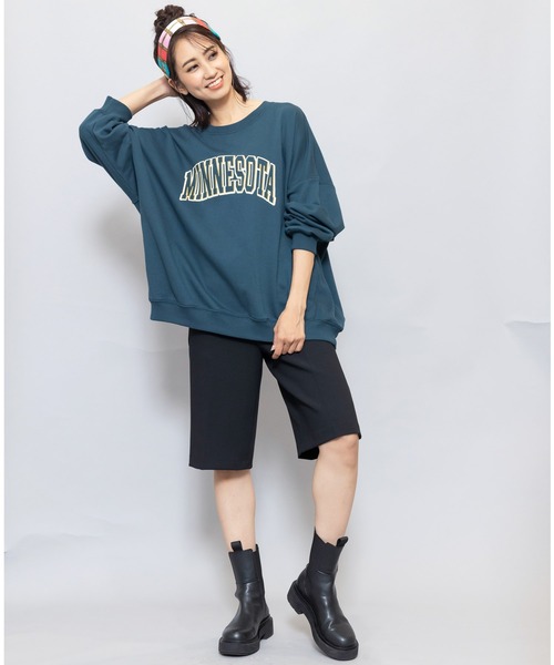 mili an deni（ミリアンデニ）の「カレッジロゴビッグスウェットPO（スウェット・レディース・チャコールグレー/ベージュ/グリーン/モカ・M/L）」の9枚目の写真