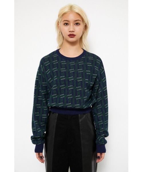 LAGUA GEM（ラグアジェム）の「MONOGRAM KNIT TOPS（ニット/セーター・レディース・ベージュ/ブラック/グリーン・FREE）」の15枚目の写真