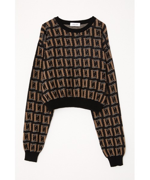 LAGUA GEM（ラグアジェム）の「MONOGRAM KNIT TOPS（ニット/セーター・レディース・ベージュ/ブラック/グリーン・FREE）」の7枚目の写真