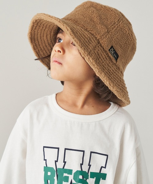 ＆yam（アンドヤム）の「ボアバケットハット【親子お揃い/リンクコーデ】（ハット・キッズ・ブラウン/グリーン/ベージュ/ブラック/グレー・FREE）」の4枚目の写真