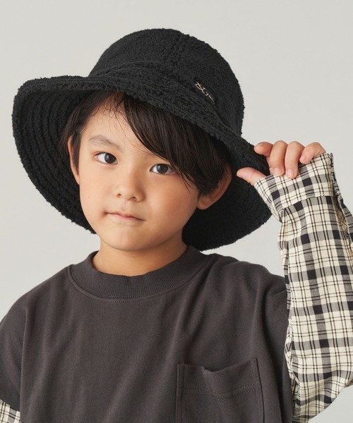 ＆yam（アンドヤム）の「ボアバケットハット【親子お揃い/リンクコーデ】（ハット・キッズ・ブラウン/グリーン/ベージュ/ブラック/グレー・FREE）」の7枚目の写真