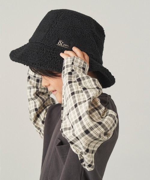 ＆yam（アンドヤム）の「ボアバケットハット【親子お揃い/リンクコーデ】（ハット・キッズ・ブラウン/グリーン/ベージュ/ブラック/グレー・FREE）」の9枚目の写真